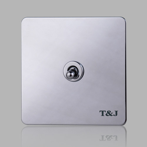 tj天基开关插座贵族86型金属面板开关一位单联单开单控精品家用_不