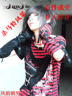 杀马特衣服日韩涂鸦骷髅服饰非主流男装短袖潮式t恤上视觉系休闲