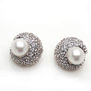 Post Korean version of smile package Pearl diamond earring earring earring earring Korea earloop jewelry women