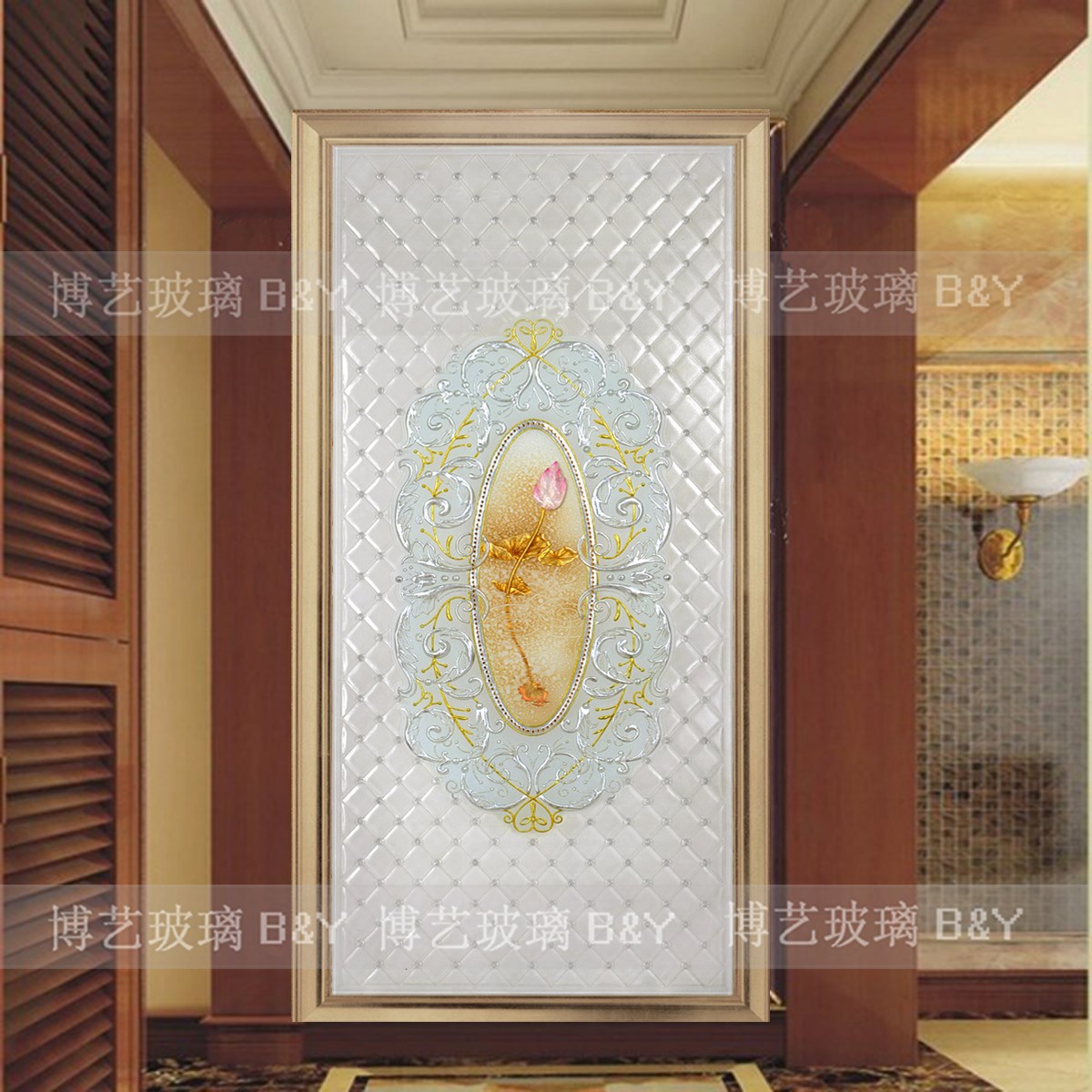 Shanghai Art Glass Entrance Deep carving Gold foil relief European style/Aisle background/<Royal style>in the Basic building materials , Glass , Art Glass category - from Buy2taobao.com to provide professional Taobao agent buy service