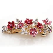 Package mail smiling Korea jewelry rhinestone flower spring clip first clip hairpin rhinestone clip hair