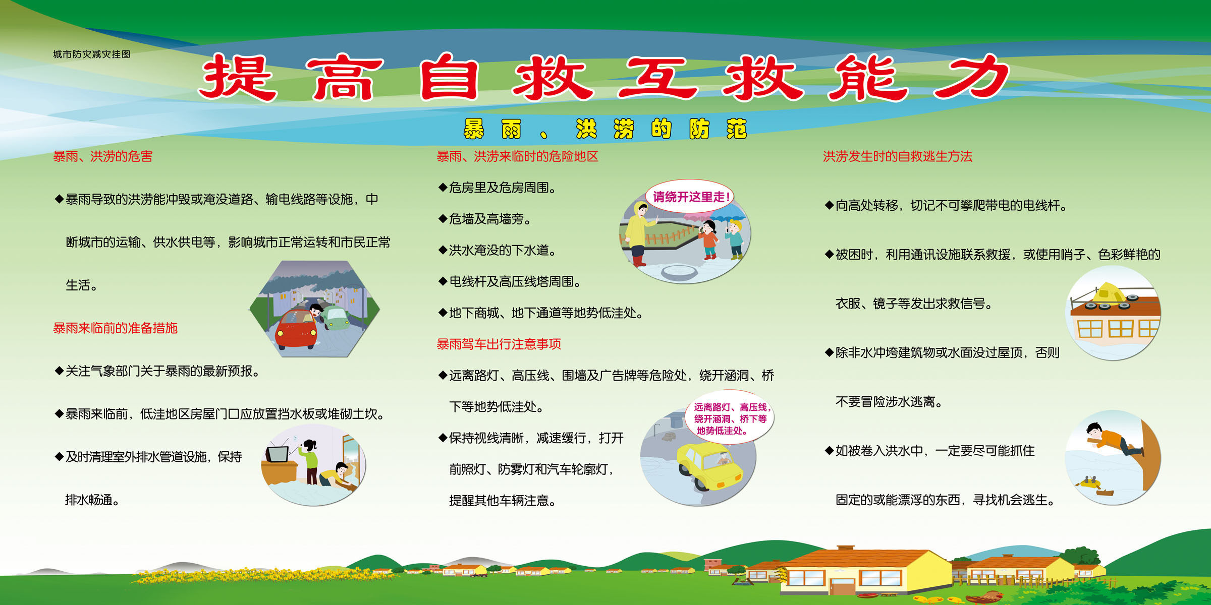 海报印制设计展板素材提高自救互救能力定制写真