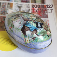 room127复活节兔子公鸡彩蛋 铁盒蛋形收纳盒 喜糖盒 铁皮盒 现货