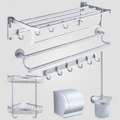 包邮卫生间双层折叠浴巾架 活动毛巾架太空铝毛巾杆 浴室置物架