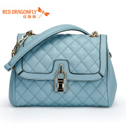 Red Dragonfly new European fashion ladies diagonal shoulder lock handbag chain bag rhombic handbag bag