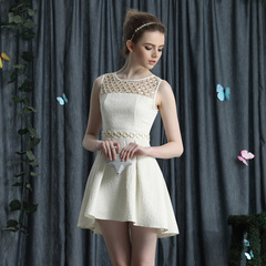 Elegant beaded studded organza splice lace pattern retro baby fluffy skirt dresses with fishtail 9036