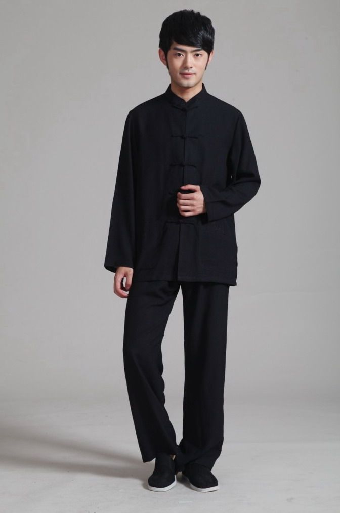 长袖功夫唐装 套装 黑白两色 太极服 一套两件 2352系列