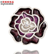 Korean rhinestones brooch women smiling roses luxury corsage pins collar badge Korea jewelry