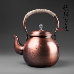 龙颜堂《梅兰》日本南部铜壶铸铜壶铜盖银钮铜壶茶壶煮水壶包邮