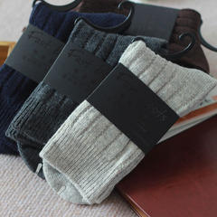 高档羊毛袜 男袜 秋冬季加厚保暖袜 纯色抽条商务棉袜