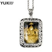 YUKI925 silver Thai silver Medallion transfer hanging pendant silver necklace sweater chain trunk boys Fortuna