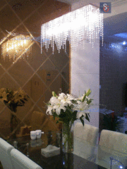 现代长方形LED餐厅水晶灯具 简约吸顶吧台客厅灯玄关门厅灯饰包邮