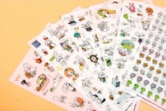 韩版 Hong-e&dding-gu可爱大眼镜兔子日记 贴纸 6枚入