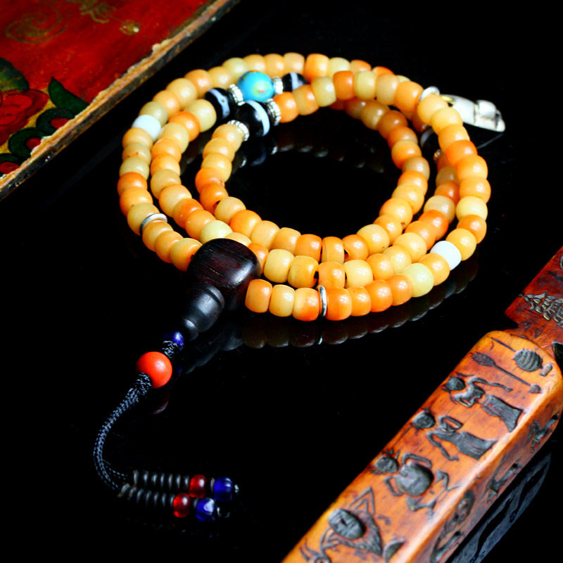 圆满100颗老嘎巴拉腿骨佛珠【九珠法堂】