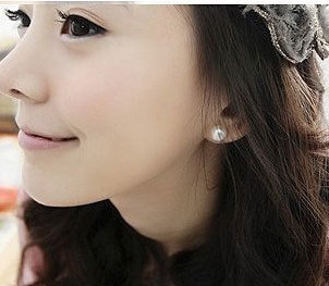百搭气质 大号白色珍珠吸磁耳钉 韩国OL女款半圆 无耳洞磁铁耳环
