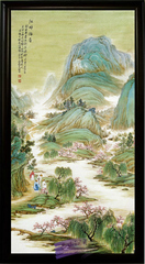 景德镇 瓷板画 山水 风景 四条屏 玄关画 客厅背景墙挂画 陶瓷画