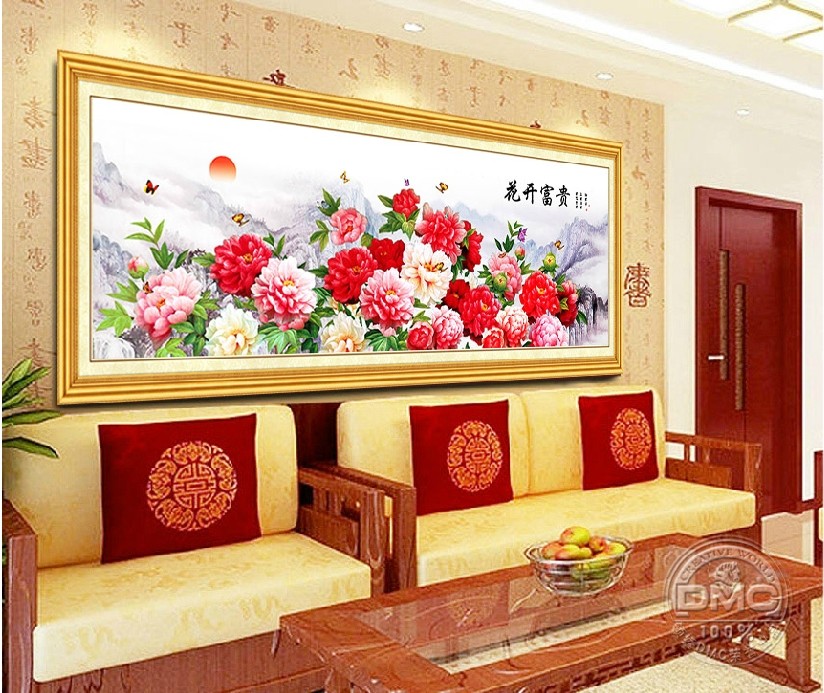 dmc十字绣正品 法国 精准_新款精准印花包邮 正品dmc十字绣 客厅大画