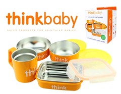 Thinkbaby/Think baby不锈钢密封宝宝餐具水杯汤碗餐盒 4件套装