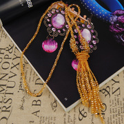 Korea imported crystal sweater chain long purely hand beaded tassel necklace gift DIY materials/finished products