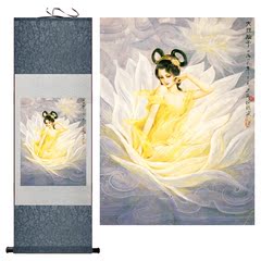 丝绸画卷轴花仙子4色彩画仙女仕女美丽漂亮性感艳丽装饰客厅收藏