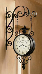 【现货特价】欧式  铁艺壁挂钟 铁艺双面钟 铁艺时钟 玄关挂钟