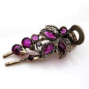 Smiling three-leaf rhinestone antique wild Korean Barrette clip hair accessories Korea top clamp horizontal clamp head jewelry