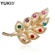 YUKI jewelry ladies brooch brooch pin Austria Crystal feather Korea Korean version of high-end fashion