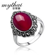 Silver ring 925 pale rose colour corundum gems Thai Thai Europe fashion fashion jewelry silver jewelry