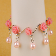 Korean version of the pendant roses ABS OT imitation pearls clasp bracelet jewelry handmade jewelry beading DIY kits