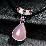 Very Thai 925 silver inlay teardrop-shaped pink crystal gem tourmaline pendants ladies fashion silver jewelry