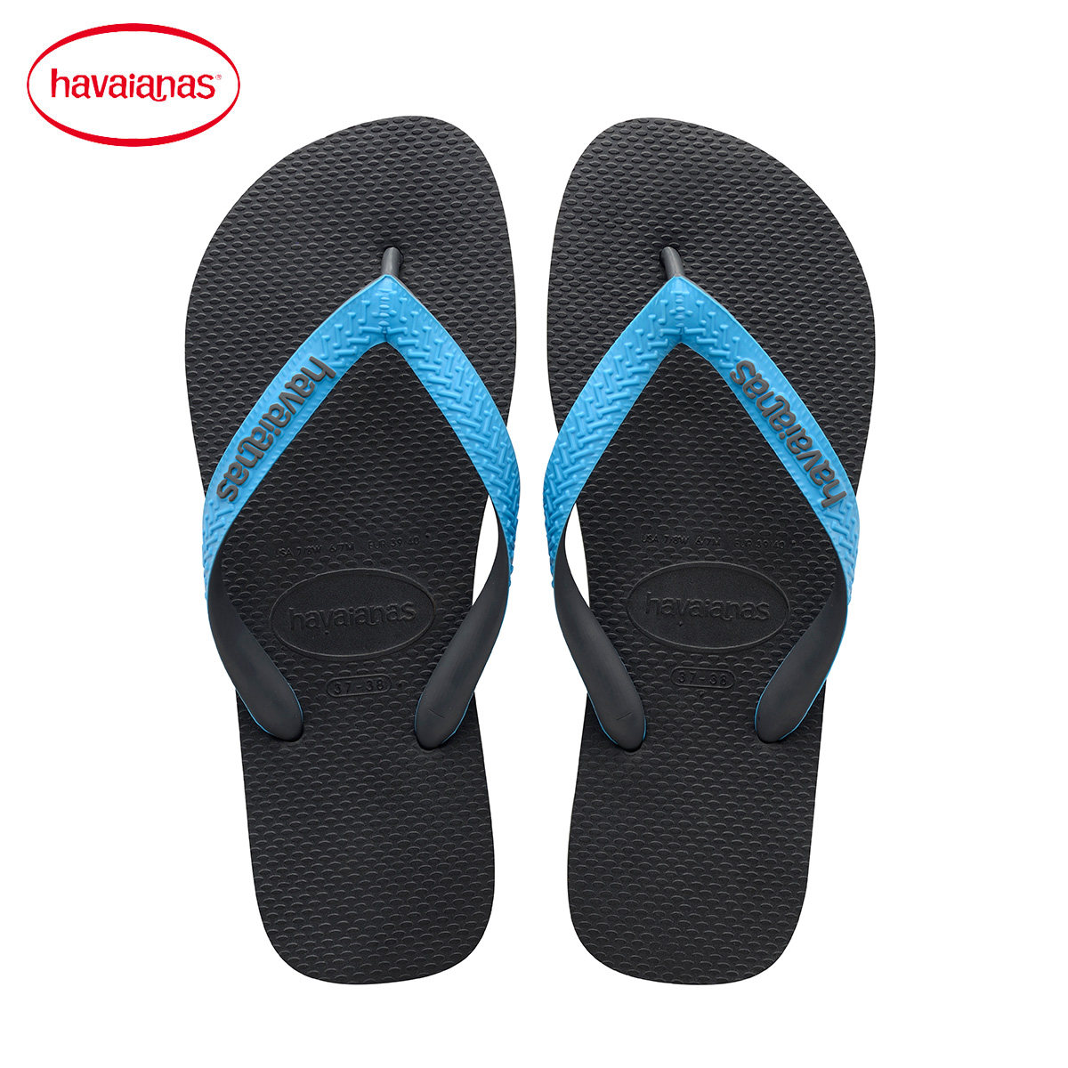 havaianas巴西2017新品人字拖top mix黑蓝防滑平底拖鞋男款哈瓦那