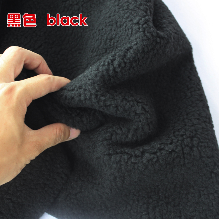 半米价 黑色羊羔绒毛绒布料 服装里子布 毛衣内衬布料 服装面料