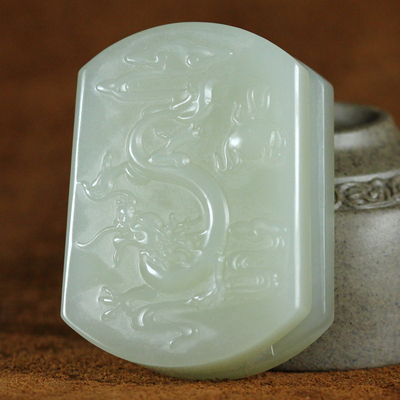 和田白玉皮带扣 腰扣 飞龙73克 yl81【玉路呈祥】