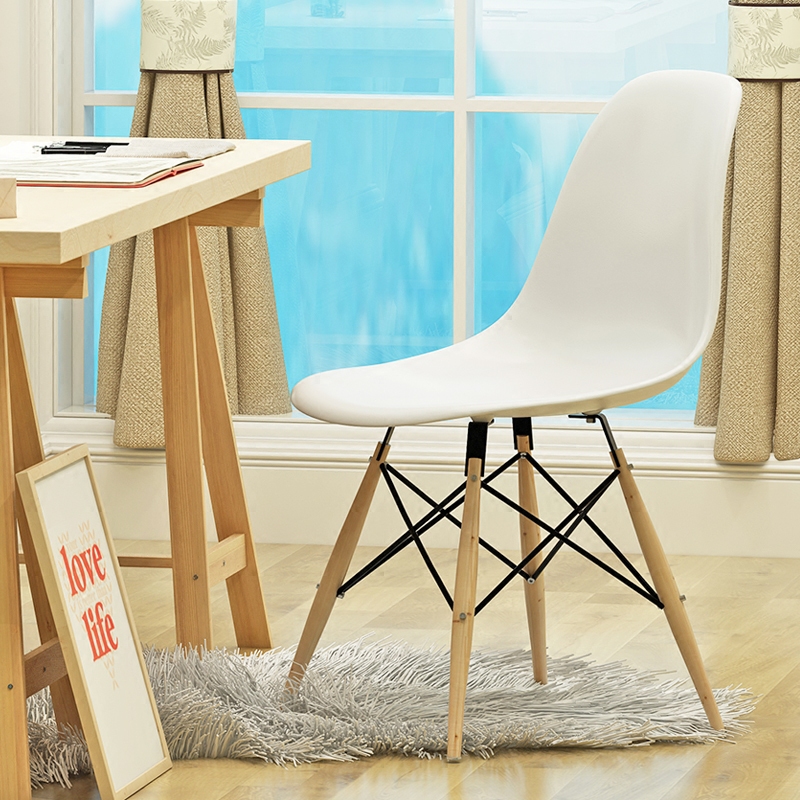 涵雅居宜家伊姆斯设计师椅办公椅餐椅简约实木塑料咖啡椅创意椅子
