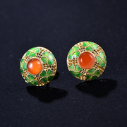 Tai Nan red agate earrings, 925 Silver cloisonne inlay Lady Thai Silver Fashion Earrings new