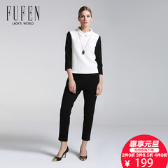 FUFEN福芬春季新品撞色拼接休闲女式上衣立体裁剪短外套S-8021