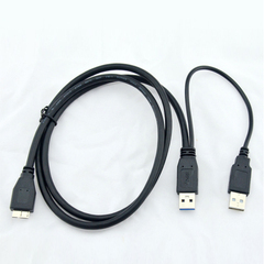 USB3.0移动硬盘数据线 双头加强供电升级线