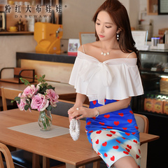 Strapless tops big pink doll summer 2015 ladies strap white bow tie ruffled shirts women