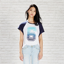 美特斯邦威2015夏新款女撞色袖字母潮休闲短袖T恤吊牌价79元