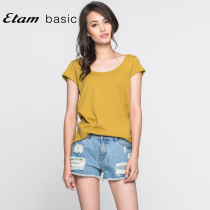 艾格Etam basic2015新品U蕾丝花边圆领T恤152028008吊牌价69
