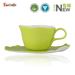 Barcafe 单品陶瓷咖啡杯 优雅创意荷叶骨瓷杯 茶杯 杯碟套装包邮