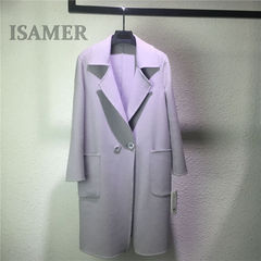 ISAMER/伊沙米拉春装新款双面呢高端纯手工羊毛呢大衣中长款