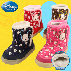 迪士尼童鞋disney冬婴儿幼童保暖雪地靴防滑软底靴子低筒短靴