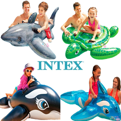 包邮INTEX动物造型儿童坐骑海豚鲨鱼大乌龟水上玩具宝宝游泳坐圈