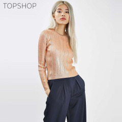 TOPSHOP2016秋冬新款金属光泽短款针织上衣23T07KGLD