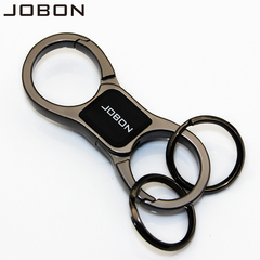 Jobon中邦 钥匙扣双环情侣腰挂金属男女士汽车钥匙扣高档创意礼品