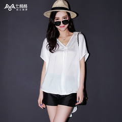 Seven space space OTHERMIX2015 long after the short summer before the new simple thin solid color short sleeve chiffon shirt