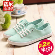 Bei er low cut lace canvas shoes casual breathable shoes at the end of Candy-colored autumn 2015 new mail