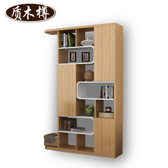 简约创意实木书架 现代简易书柜置物架 北美白蜡木隔断 书房家具