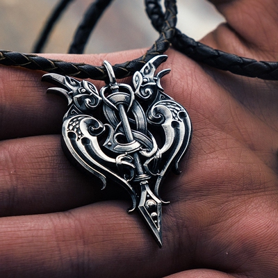 现货vallheim 瑞典安德森双乌鸦个性定制纯银吊坠潮流时尚男女